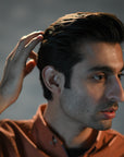 Pomade hairstyle, firm and shiny look