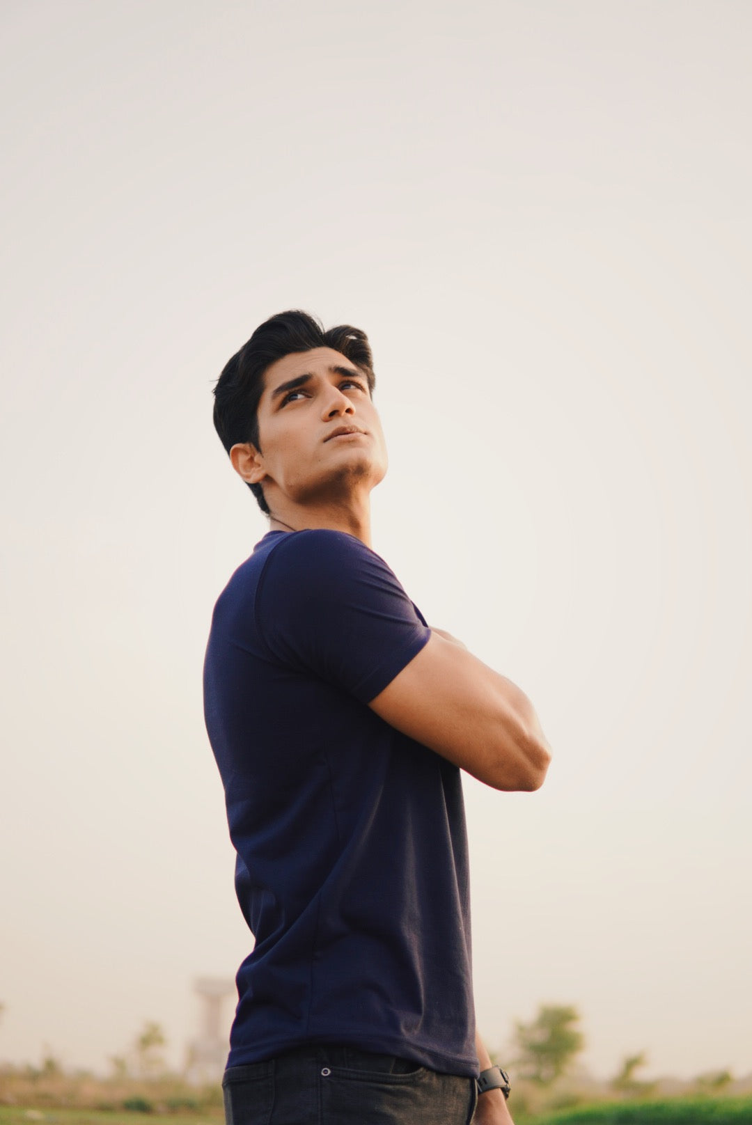 man standing with fine hair products applied